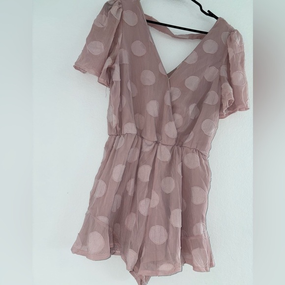 Blush Girly Pink Polka Dot Romper - Picture 5 of 12
